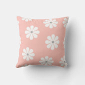 Pastelroze Retro Witte Madeliefjes Bloemen Kussen (Achterkant)