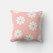Pastelroze Retro Witte Madeliefjes Bloemen Kussen (Voorkant)