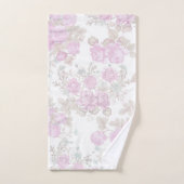  pastelroze roze romantische rozen floraal bad handdoek (Handdoek)