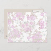  pastelroze roze romantische rozen floraal briefkaart (Voorkant / Achterkant)