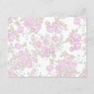 pastelroze roze romantische rozen floraal briefkaart