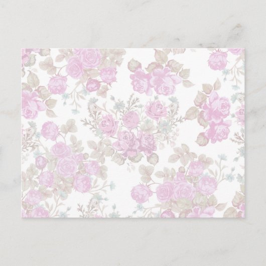  pastelroze roze romantische rozen floraal briefkaart (Voorkant)