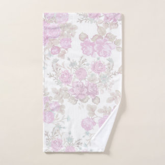 pastelroze roze romantische rozen floraal handdoek