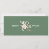 Pastelroze rozen huwelijksframe menu kaart (Achterkant)