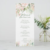Pastelroze rozen huwelijksmenuframe kaart (Staand voorkant)