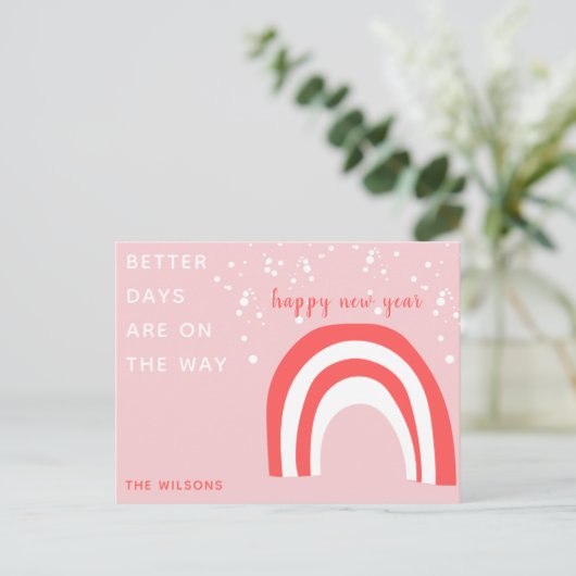 pastelroze snoeprietregenboog op maat briefkaart (Staand voorkant)