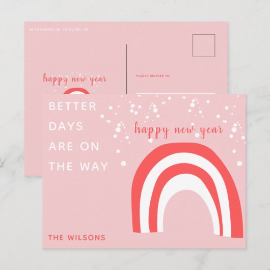 pastelroze snoeprietregenboog op maat briefkaart (Voorkant / Achterkant)