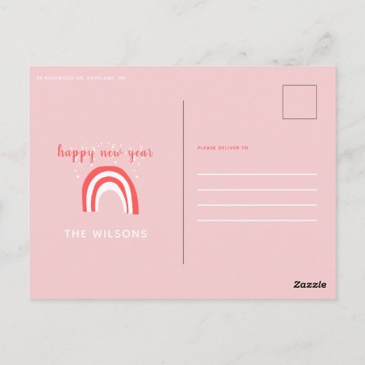 pastelroze snoeprietregenboog op maat briefkaart (Achterkant)