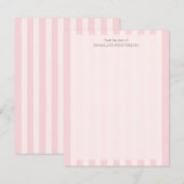 Pastelroze strepen Elegant monogram Notitiekaartje (Voorkant / Achterkant)