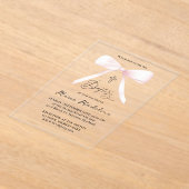 pastelroze strik | doop acryl uitnodigingen (Laagn)