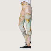 Pastelroze, Teal, Wit Marmer Leggings (Links)
