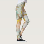 Pastelroze, Teal, Wit Marmer Leggings (Rechts)