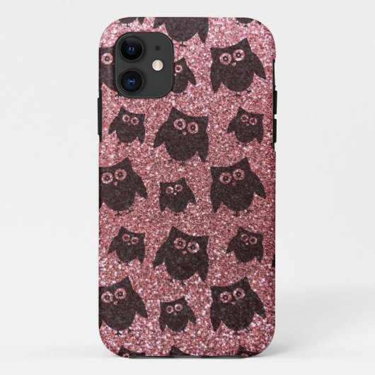 pastelroze uil glitterpatroon Case-Mate iPhone case (Achterkant)