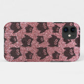 pastelroze uil glitterpatroon Case-Mate iPhone case (Achterkant (horizontaal))