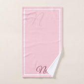 Pastelroze vaste kleur, monogrammen bad handdoek (Handdoek)