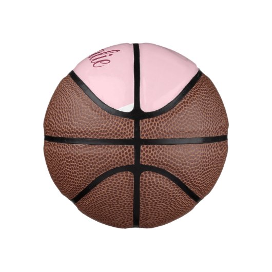 Pastelroze vaste kleur, monogrammen basketbal (Rechts)