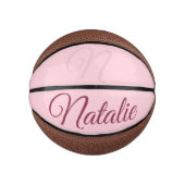 Pastelroze vaste kleur, monogrammen basketbal (Voorkant)