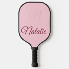 Pastelroze vaste kleur, monogrammen pickleball paddle