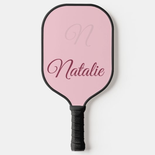 Pastelroze vaste kleur, monogrammen pickleball paddle (Voorkant)