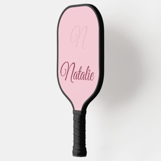 Pastelroze vaste kleur, monogrammen pickleball paddle (Links)