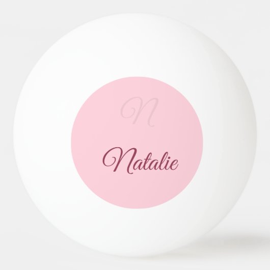 Pastelroze vaste kleur, monogrammen pingpongbal (Achterkant)