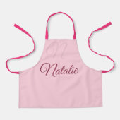 Pastelroze vaste kleur, monogrammen schort (Voorkant)
