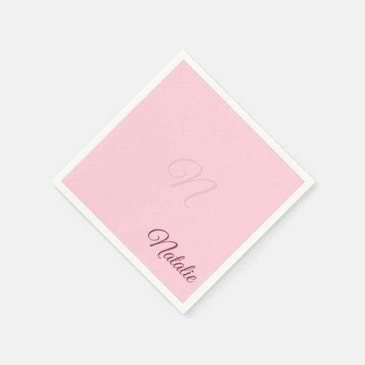 Pastelroze vaste kleur, monogrammen servet (Hoek)