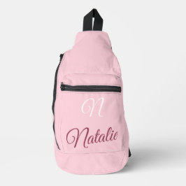 Pastelroze vaste kleur, monogrammen sling bag