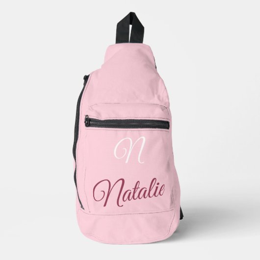 Pastelroze vaste kleur, monogrammen sling bag (Voorkant)