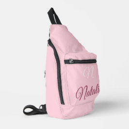 Pastelroze vaste kleur, monogrammen sling bag