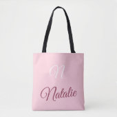Pastelroze vaste kleur, monogrammen tote bag (Voorkant)