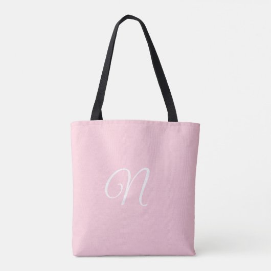Pastelroze vaste kleur, monogrammen tote bag (Achterkant)