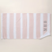 Pastelroze Waterverf streepmonogram Strandlaken (Voorkant)