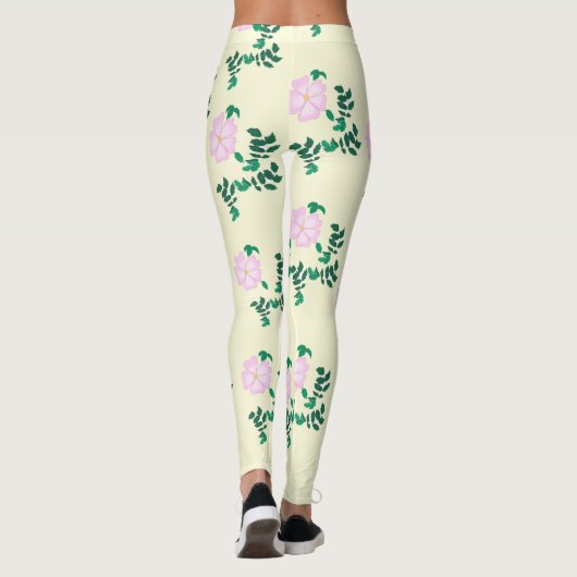 Pastelroze Wilde Roos Bloem Leggings (Achterkant)