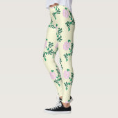 Pastelroze Wilde Roos Bloem Leggings (Links)