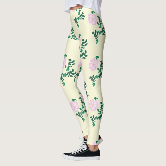 Pastelroze Wilde Roos Bloem Leggings (Links)