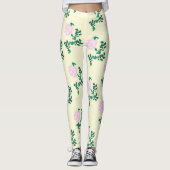 Pastelroze Wilde Roos Bloem Leggings (Voorkant)