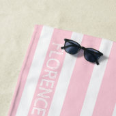 pastelroze witte koolzuurhoudende strepen - gepers strandlaken (In situ)