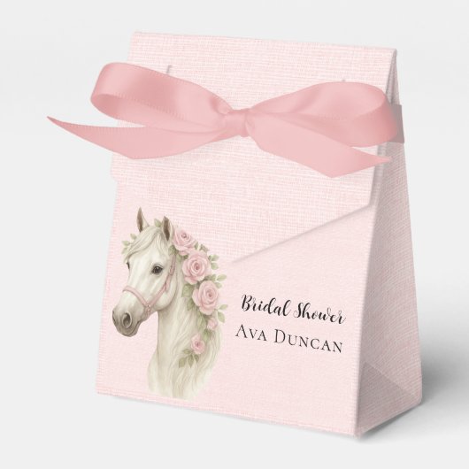 Pastelroze & Witte Paard Bruiloft Feest Bedankdoosjes (Voorkant Zijde)
