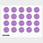 pastelroze-witte patronen ronde sticker (Vel)