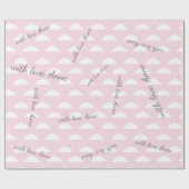 pastelroze wolken aangepast bericht cadeaupapier (Vlak)