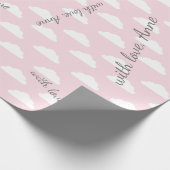 pastelroze wolken aangepast bericht cadeaupapier (Hoek)