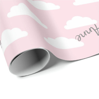 pastelroze wolken aangepast bericht cadeaupapier