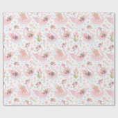  pastelroze zwaanpatroon cadeaupapier (Vlak)