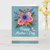 Pastelrozen Moederdag kaart (Gele Bloem)