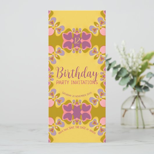 Pastels 12e Verjaardagsfeestuitnodiging Kaart (Staand voorkant)
