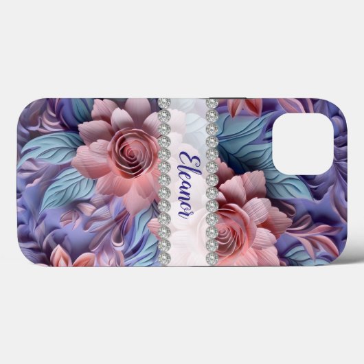 Pastels 3D bloemschikken, diamant lijst Case-Mate iPhone Case (Achterkant (horizontaal))