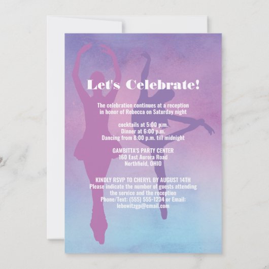 Pastels Ballet Dance, Dancer Bat Mitzvah Kaart (Achterkant)