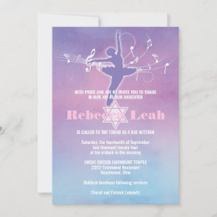 Pastels Ballet Dance, Dancer Bat Mitzvah Kaart