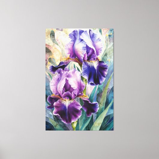 *~* Pastels Bloemen Artsy Iris Schilderen AP84 Canvas Afdruk (Voorkant)